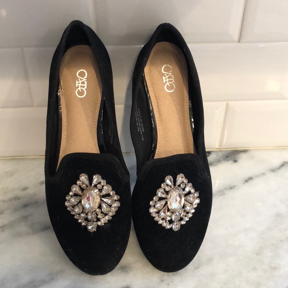 Cato man-made velvet and rhinestone slipper shoes